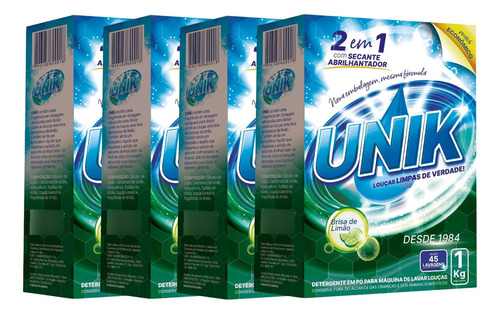 Kit 4un Sabão Detergente Secante Máquina Lava Louça 1kg Unik