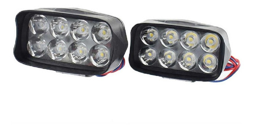 Faro Auxiliar 8 Led Moto Cuatriciclo Luz 12w 1200lm X 2