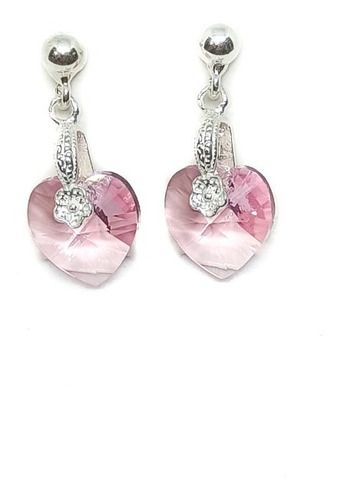 Aros Corazón 10mm - Aros Cristal - Aros Plata 925 - Pasantes