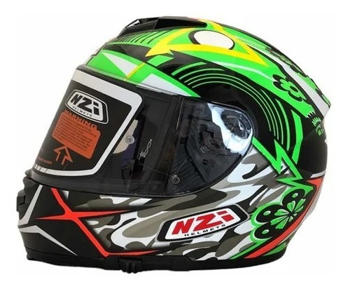 Casco Integral Nzi Visor Doble Eurus 2 Floyd Verde Negro Bla