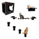 Playground 7 Pçs Pretas Em Madeira Mdf Para Gatos Cor Preto Tamanho M