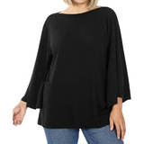 Blusa Noche Vestir Fiesta  Talle Especial Grande Negro Pía 