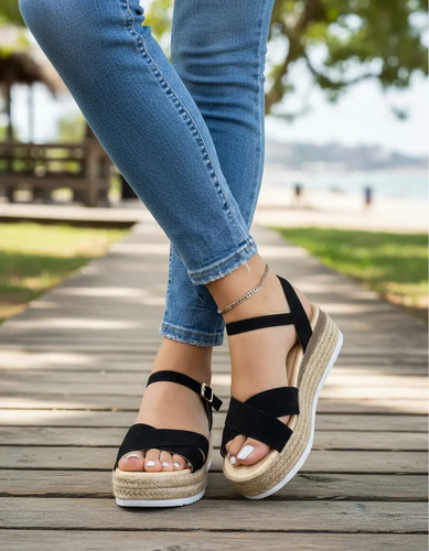 Huarache Con Plataforma 4cm Mujer Elegante  | Meses sin interés