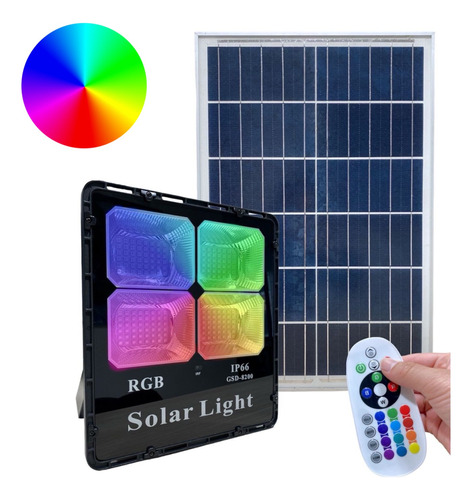 Reflector Led Rgb 200w Solar Con Control Remoto