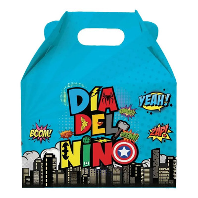 10 Cajas Dulceros Chicas Superhéroe Día Del Niño Fiesta Azul | MercadoLibre