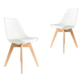 Silla De Comedor Plástico De Diseño Eames Pata Madera - Tulip X 2 Asiento Blanco