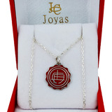 Conjunto Escudo Lanus Plata 925 Cadena Forcet A3c