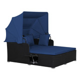 Sofa Cama De Mimbre Exterior Toldo Retractil Azulm Relax4lif