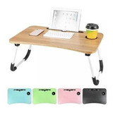 Mesa Pleglable Para Notebook De Madera Teletrabajo         