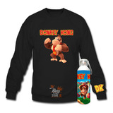 Poleron Cuello Polo + Botella, Donkey Kong, Nintendo, Juego Clasico, Arcade, Fans, Xxl