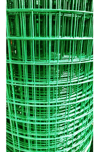 Tela Verde Metal Revestida Soldada Pvc 1,5mx5,5m Furo 38mm