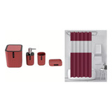 Set De Accesorios De Baño Organizador Con Cortina 5 Piezas