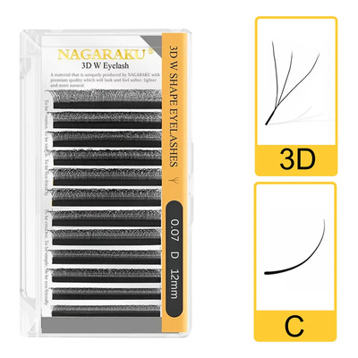 Nagaraku Extensiones De Pestañas 3 D W, Blister 3d W Color Negro Espesor 0.07 Mm Largo 1.2 Cm Tipo De Curvatura C | Meses sin interés