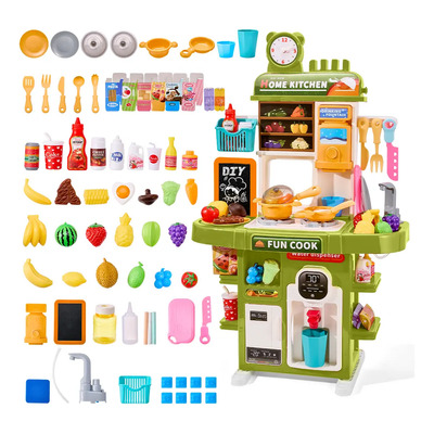 Juguete Cocina Para Niños Luz Y Música Agua Vapor Spray 90pz Color Verde | Envío gratis