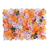 6 Panel Muro Flores Artificiales Pared Floral Rosa Hortensia