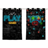 Cortina Gamer Jogos Infantil 2,60x1,50m Tecido Semi-blackou