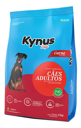 Ração Para Cães Kynus Adultos Sabor Carne 15kg