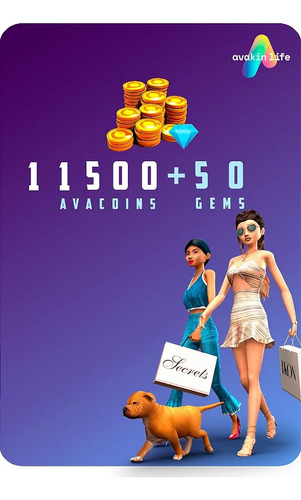 Cartão Gift Card Avakin Life - 11.500 Avacoins + 50 Gemas