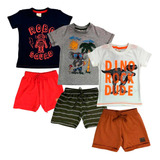 Kit 3 Conjunto Infantil Masculino Camisa Bermuda Cacau Kids