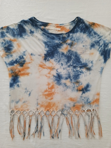 Remera Batik Wanama Corte Oversize Con Flecos 