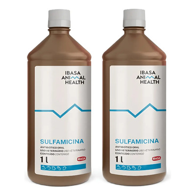 Kit 2 Sulfamicina Ibasa 1l Oral Tratamento Coccidiose Coriza | Frete grátis