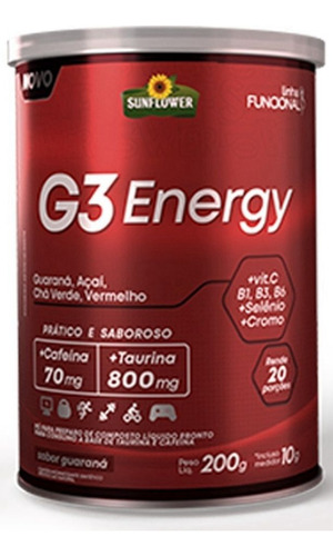 G3 Energy Cafeína Taurina Vitaminas Minerais Pré-treino 200g