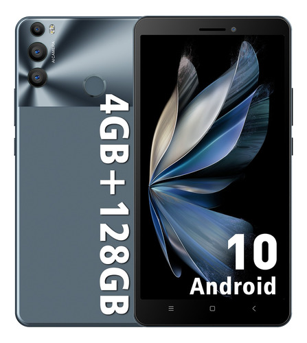 X-tigis7 Smartphone Dual Sim Android 10 128gb Ram 4gb 6.85 Hd Celular Con Reconocimiento Facial Y Desbloqueo De Huellas Dactilares 6500 Mah Gris