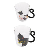 2 Vasos De Vidrio De Doble Capa Con Diseño De Gato Estilo