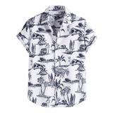 Polera Hawaiana Con Estampado Étnico De Manga Corta Para Hom