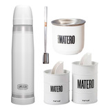 Set Matero Latas Yerbera Azucarera + Bombilla + Mate + Termo