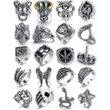 Anillos Punk Abiertos De Plata Vintage Para Hombres Y M...