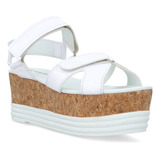 Zapato Abierto Pr84518 Goma Playa Liso Textura Blanco