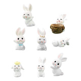 8x Linda Colección De Figuras De Conejos En Miniatura Para