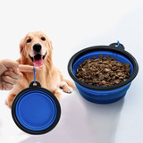 Plato Portátil Plegable Silicon Mascota Perro Gato (2 Pzas)