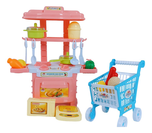 Mini Cocinita Infantil Horno Y Carrito De Mercado