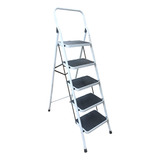 Escalera Plegable 5 Pasos Acero Capacidad 150kg Color Blanco