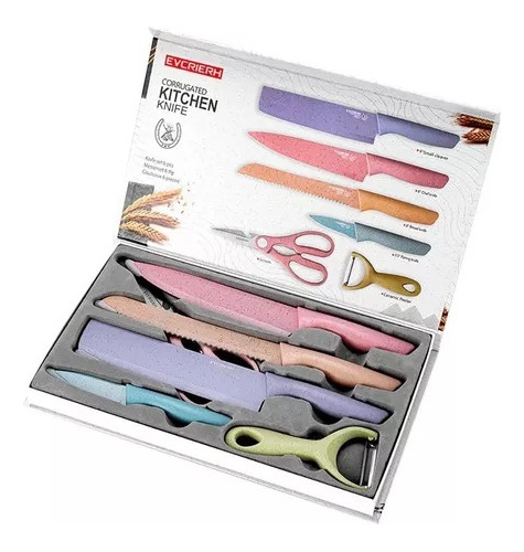 Juego Set Cuchillos Cocina Profesionales Kit X6 Piezas Chef