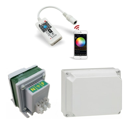 Transformador 100w Para Luces De Pileta, Caja Y Control Wifi