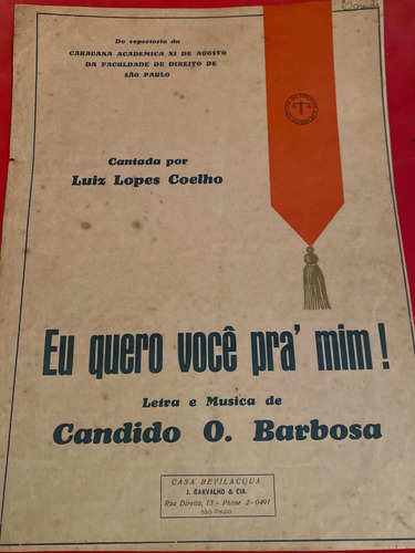 Partitura Antiga Luiz Lopes Coelho Cândido O. Barbosa Ler