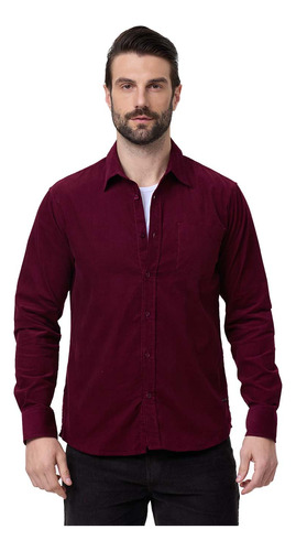 Camisa Hombre Cotelé Burdeo Oscuro Fashion's Park