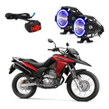 Kit Farol Milha Moto Honda Xre300 Abs Angel Eye U7 Azul 2012