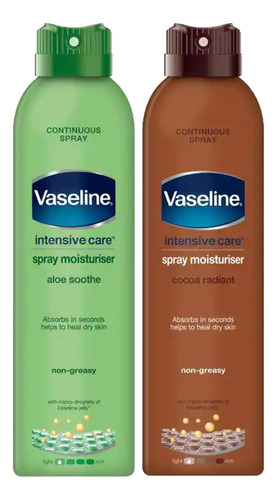 Vaseline Spray And Go Hidratante, Cocoa Radiance Y Aloe Soo.