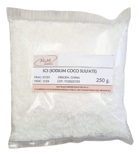 Tensioactivo Scs Sodium Coco Sulfate Shampoo Solido X 250 G