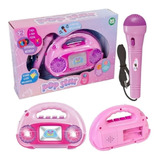 Rádio Musical Interativo Infantil + Microfone Luz Pop Star