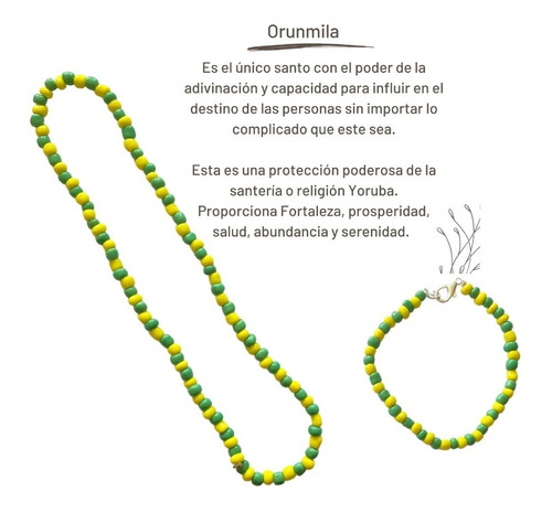 Doble Protección Pulsera Y Collar De Orula Santería Cubana 