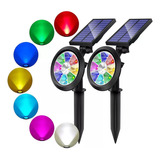 2 Lámpara Solar D Jardin Luces Exterior Con Sensor Rgb Color