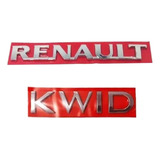 Kit Emblemas Letreiro Renault Kwid 2018 A 2019 Cromado 2 Pç
