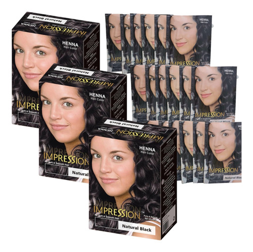 Henna Natural Tinte Cabello 18 Sobres Sin Amoníaco 8 Colores