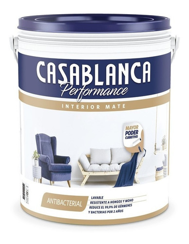 Latex Lavable Interior 20 Lts Casablanca Performance Pintura