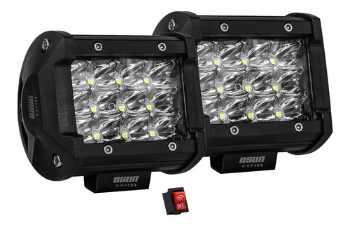 Par De Faros Led Osun® Alta Intensidad 36w Con Estructura 100% Metal + Bases Universales Ideal Para Autos/motos/camiones